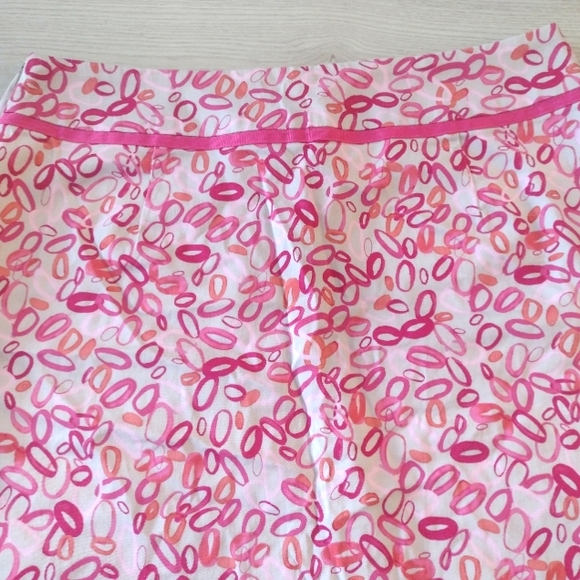 🆕CLEO COTTON Stretch Pink, Orange & White Pencil Midi w Ribbon & Side Zipper!! - Picture 2 of 2